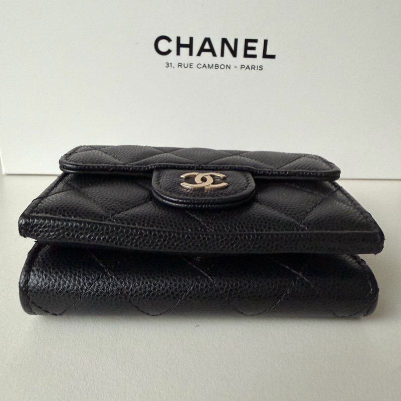 Chanel mini 三折短夾 經典短夾 荔枝皮金釦 芯片款-3