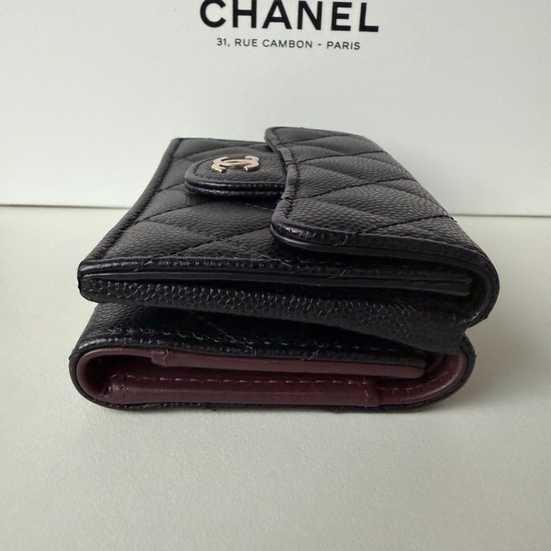 Chanel mini 三折短夾 經典短夾 荔枝皮金釦 芯片款-4