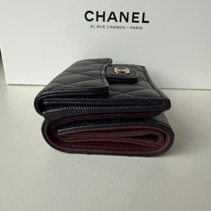 Chanel mini 三折短夾 經典短夾 荔枝皮金釦 芯片款-5