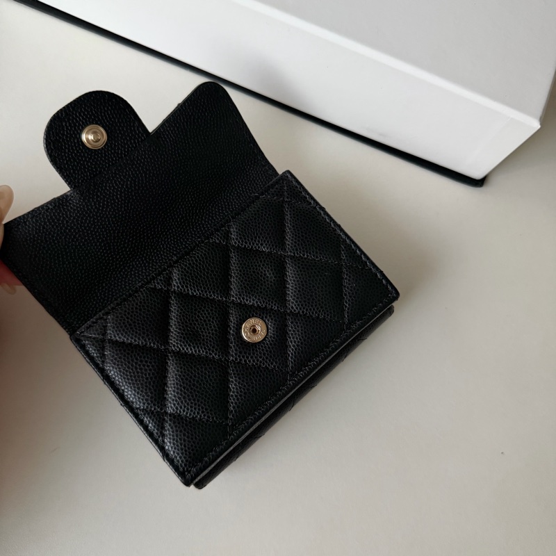 Chanel mini 三折短夾 經典短夾 荔枝皮金釦 芯片款-9
