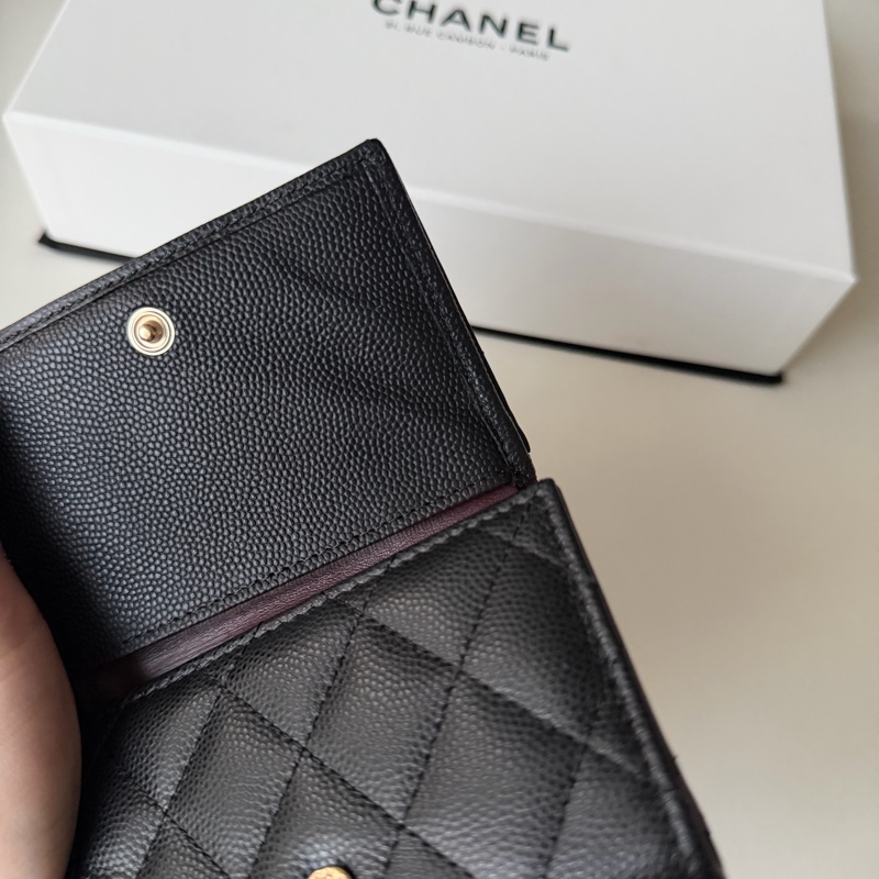 Chanel mini 三折短夾 經典短夾 荔枝皮金釦 芯片款-11