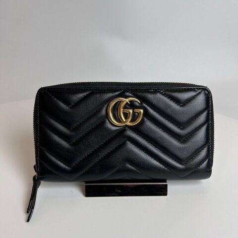 GUCCI 443123 黑MARMONTㄇ拉長夾