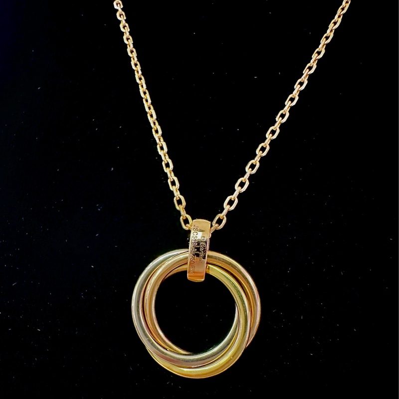 CARTIER 18k三環五點鑽 Trinity項鏈-2