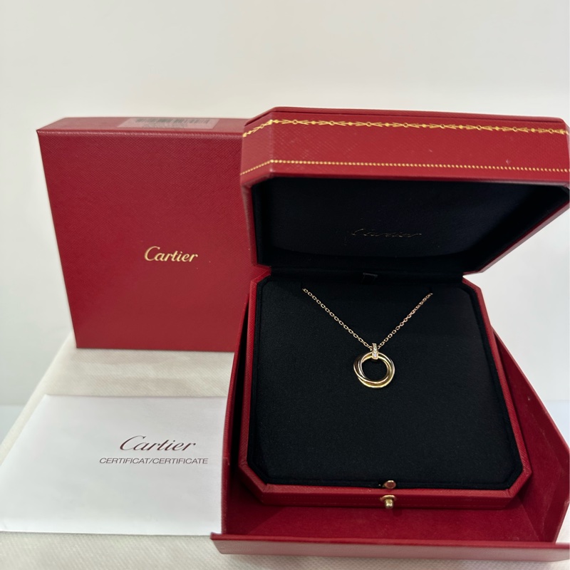CARTIER 18k三環五點鑽 Trinity項鏈-3