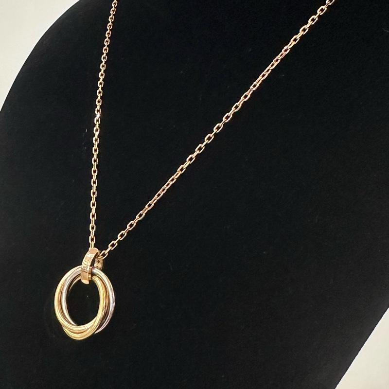 CARTIER 18k三環五點鑽 Trinity項鏈-4
