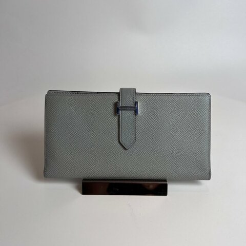 HERMES X刻灰銀BEARN長夾