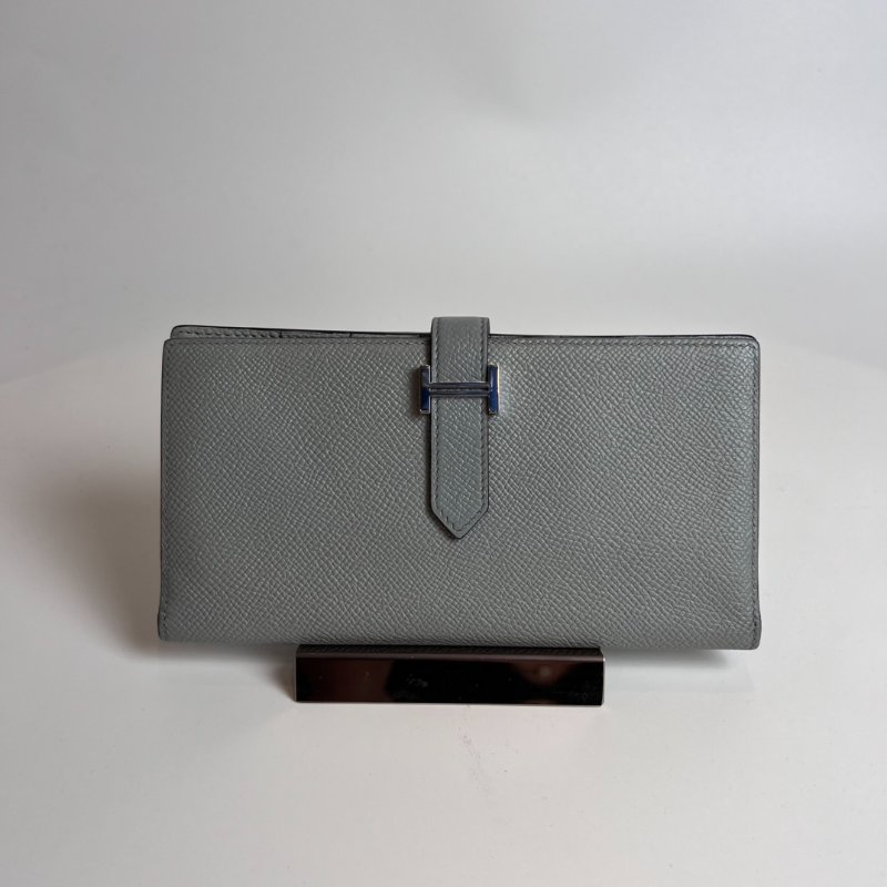 HERMES X刻灰銀BEARN長夾-0