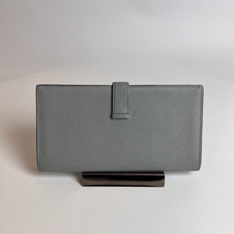 HERMES X刻灰銀BEARN長夾-1