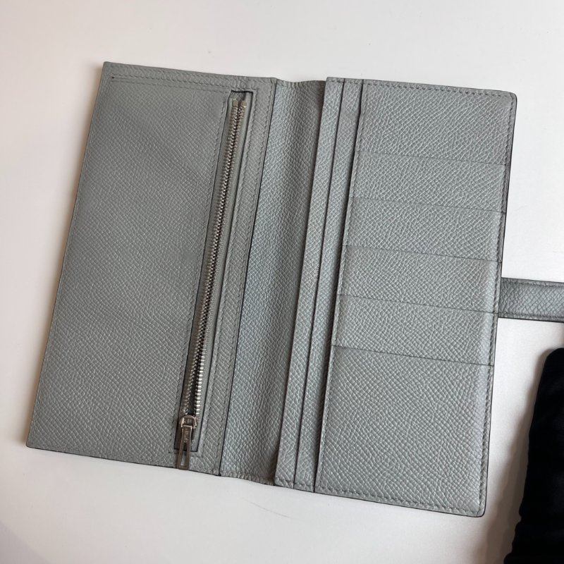 HERMES X刻灰銀BEARN長夾-4