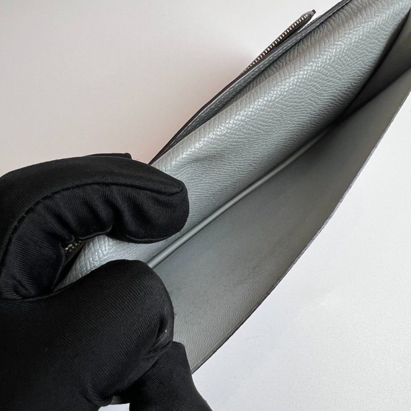 HERMES X刻灰銀BEARN長夾-6