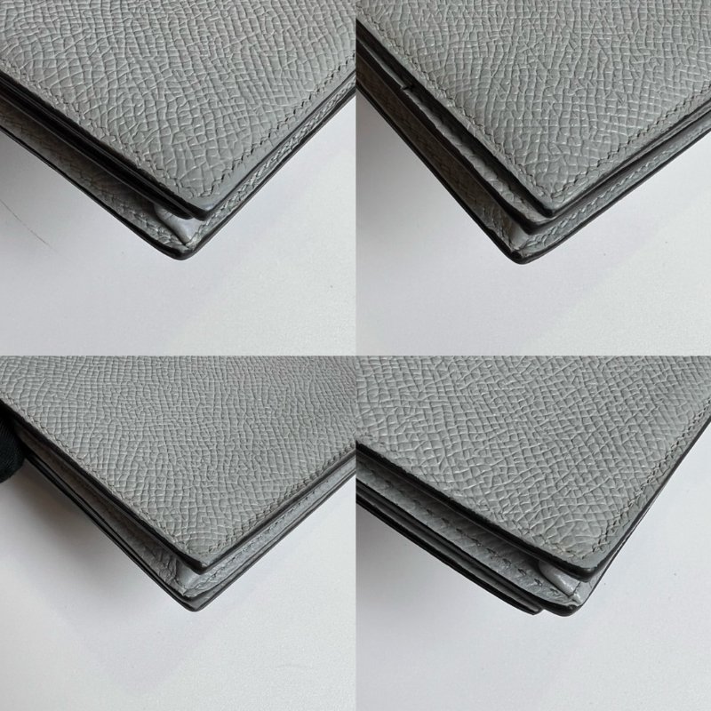 HERMES X刻灰銀BEARN長夾-9