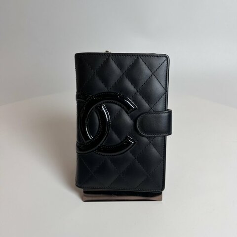 CHANEL 康朋釦式短夾黑20開