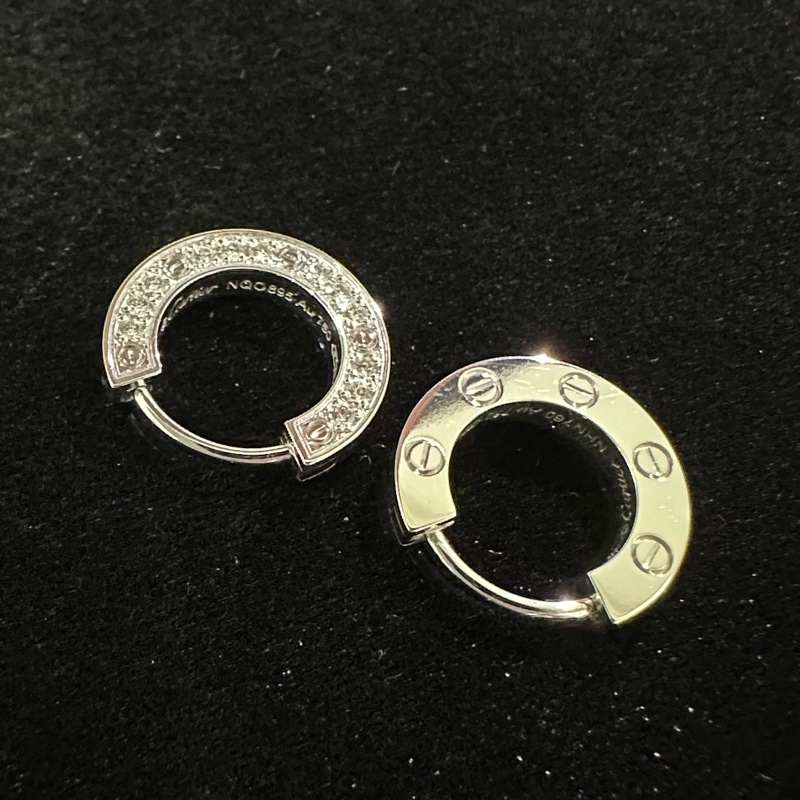 CARTIER 18K Love碎鑽耳環-0