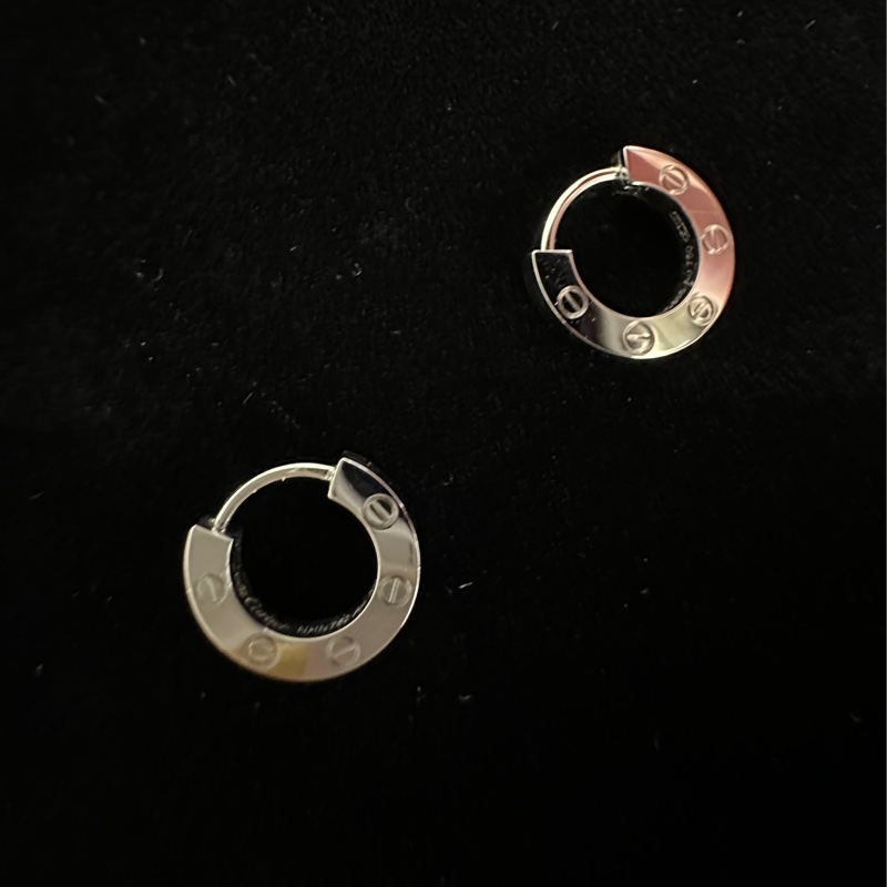 CARTIER 18K Love碎鑽耳環-2