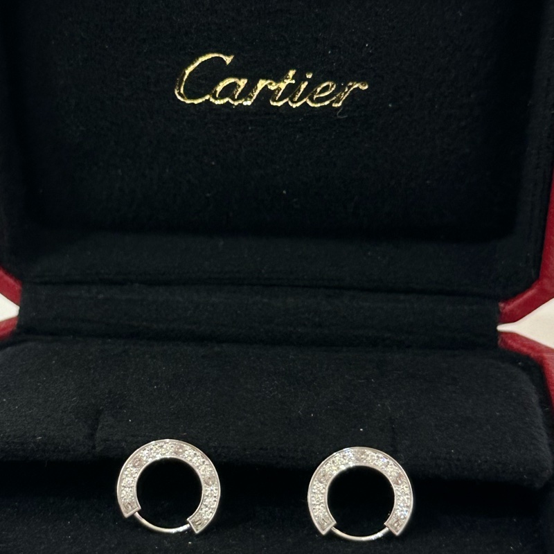 CARTIER 18K Love碎鑽耳環-3