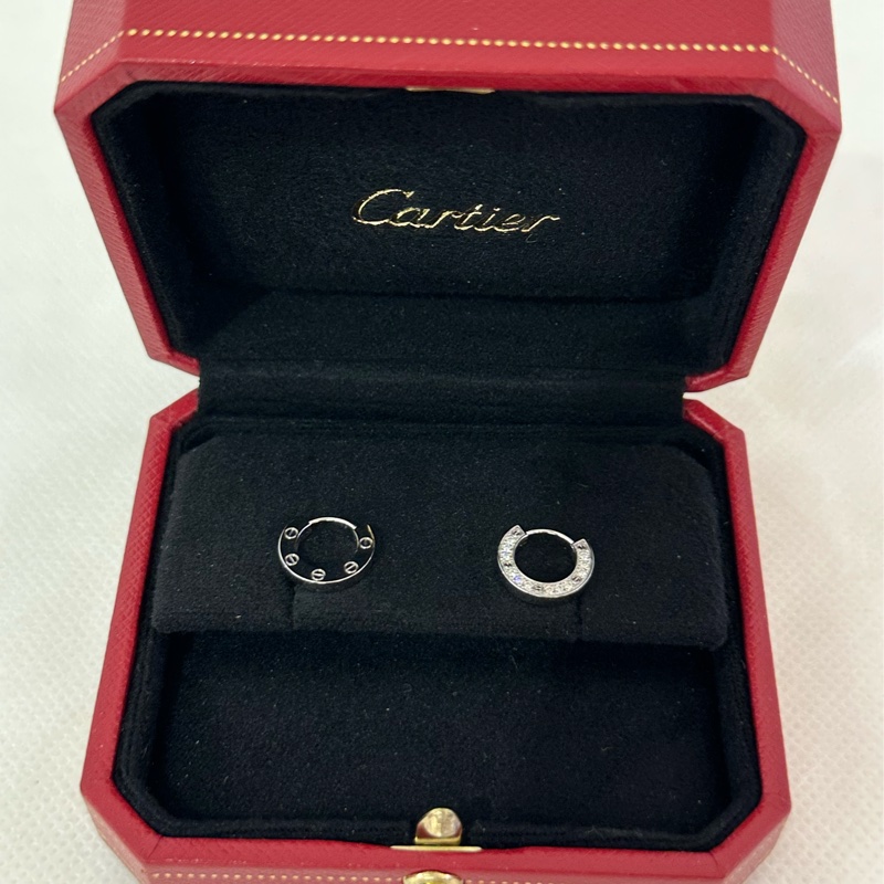 CARTIER 18K Love碎鑽耳環-4