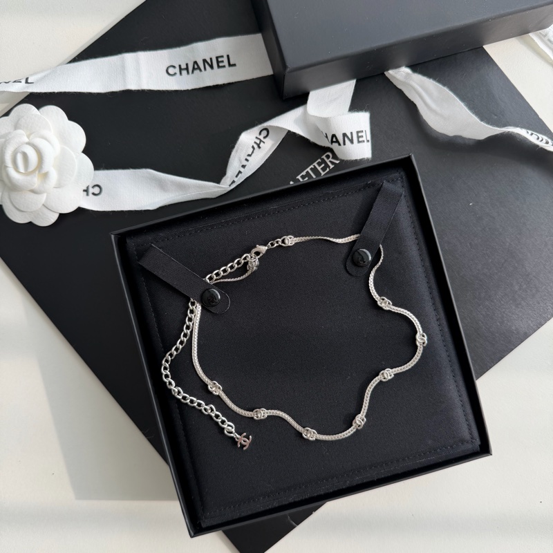 Chanel 全新 七花蛇骨鍊 鎖骨鍊 項鍊 七花銀釦-1