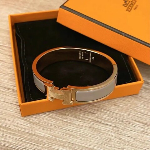 Hermes 愛馬仕 Clic H 手環 栗子色 玫瑰金