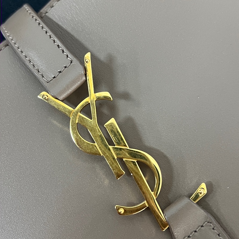 YSL 腋下包 奶茶色 LE 5 À 7滑面皮革手袋 肩背包 手提包-7