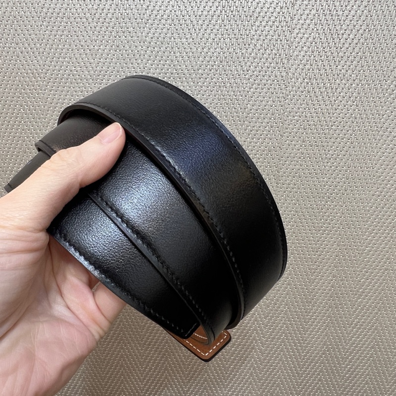 Hermes 黑拼金棕H銀釦雙面用皮帶H073967-4