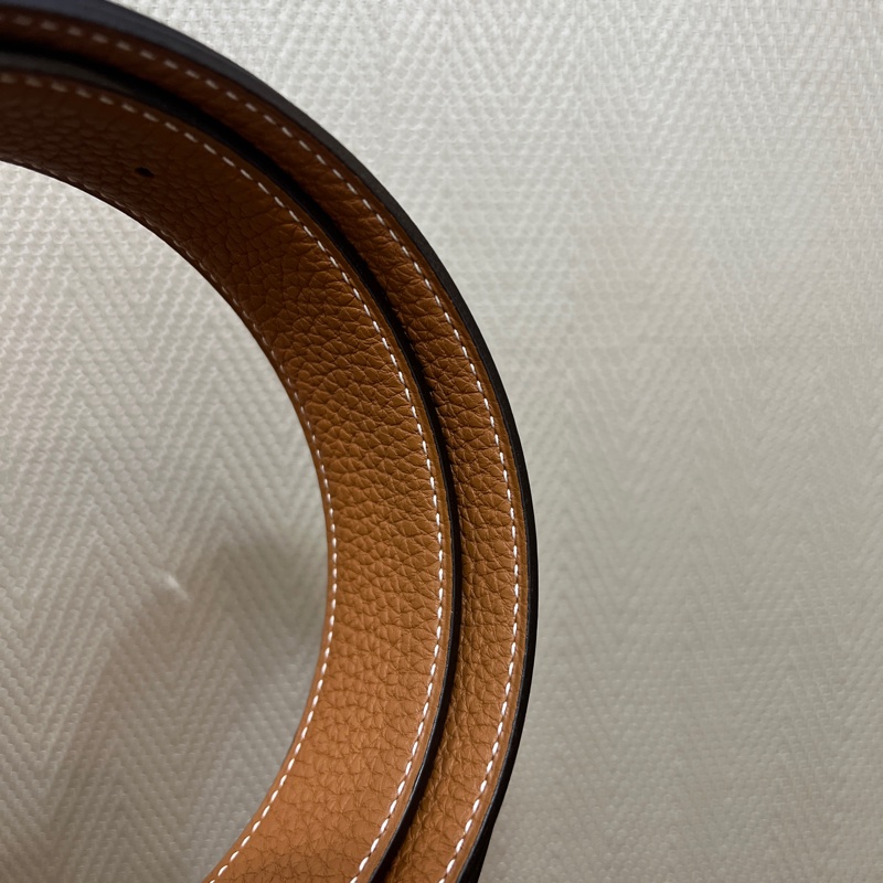 Hermes 黑拼金棕H銀釦雙面用皮帶H073967-5