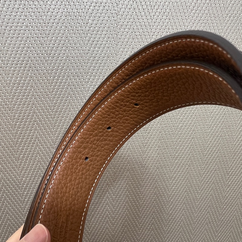 Hermes 黑拼金棕H銀釦雙面用皮帶H073967-6