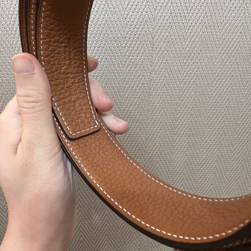 Hermes 黑拼金棕H銀釦雙面用皮帶H073967-7