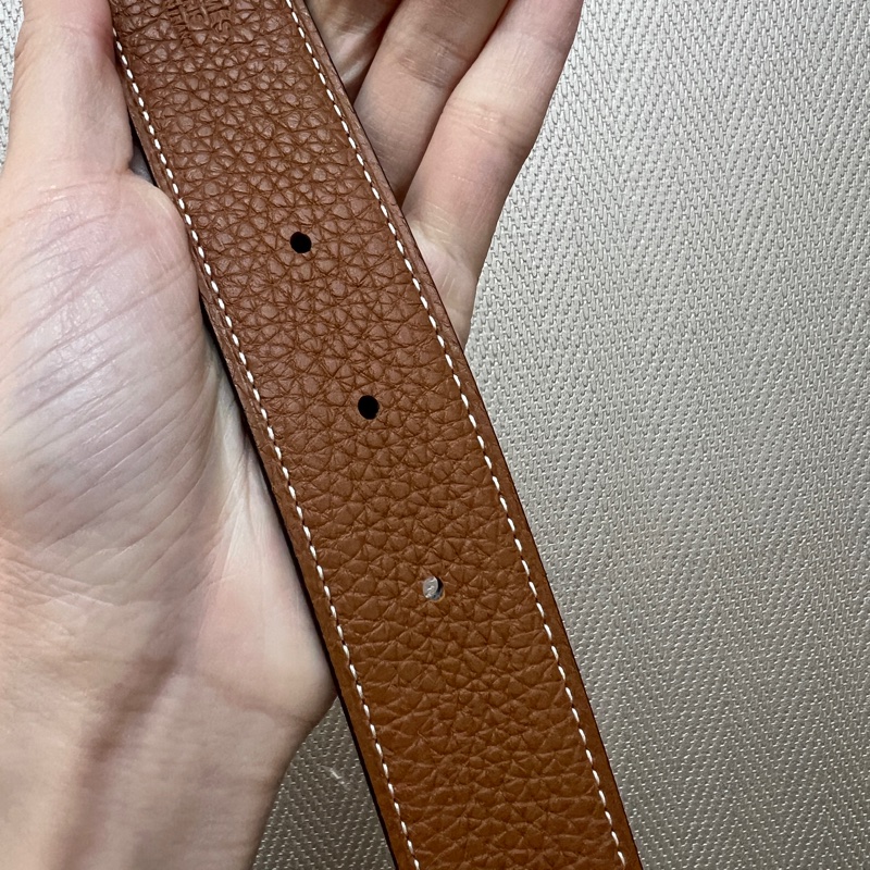 Hermes 黑拼金棕H銀釦雙面用皮帶H073967-10