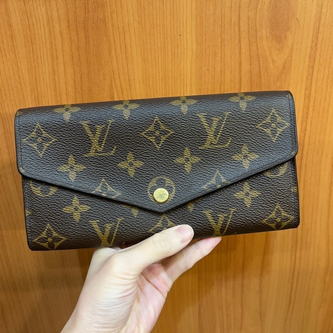 LV 原花金釦Sarah 12卡長夾M60531