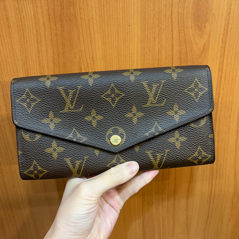 LV 原花金釦Sarah 12卡長夾M60531-0