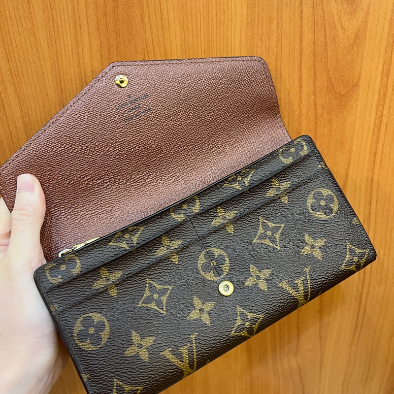 LV 原花金釦Sarah 12卡長夾M60531-9