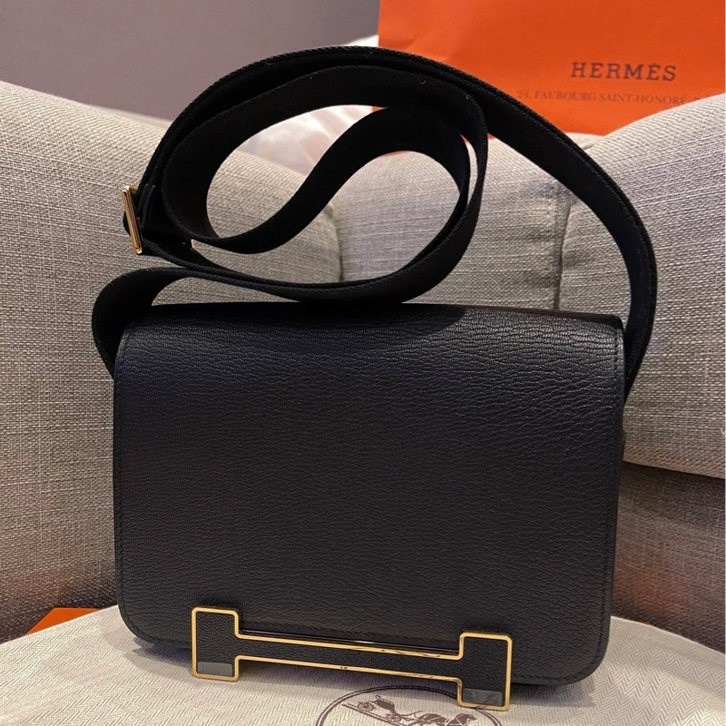 Hermes geta bag愛馬仕 黑金配色木屐包 肩背斜背包 Z刻2021年-13