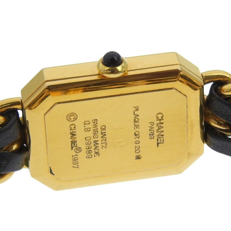 CHANEL Premiere L 女士手錶 H0001,鍍金皮革錶帶,石英機芯,模擬顯示,黑色錶盤-6