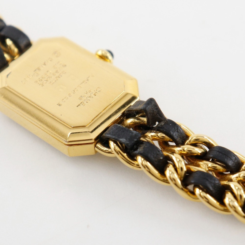CHANEL Premiere L 女士手錶 H0001,鍍金皮革錶帶,石英機芯,模擬顯示,黑色錶盤-8