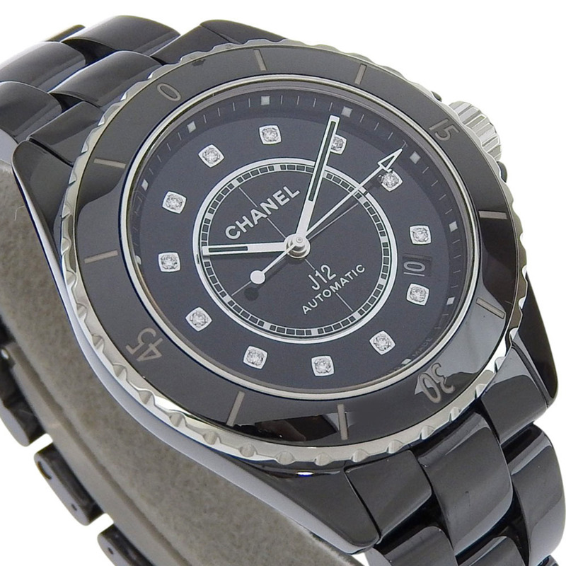 CHANEL J12 手錶，12 顆鑽石，Cal. 12.1，H5702，陶瓷，自動，模擬顯示，黑色錶盤，男士-2