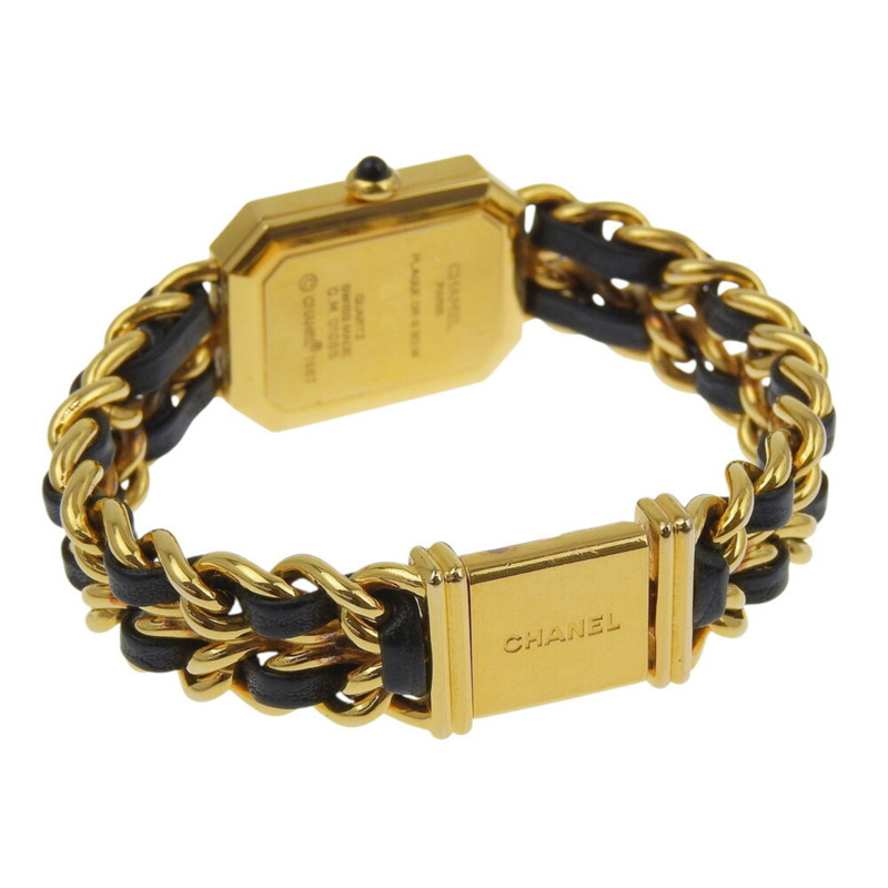 CHANEL Premiere M 女士手錶 H0001，鍍金皮革錶帶，石英機芯，模擬顯示，黑色錶盤-4