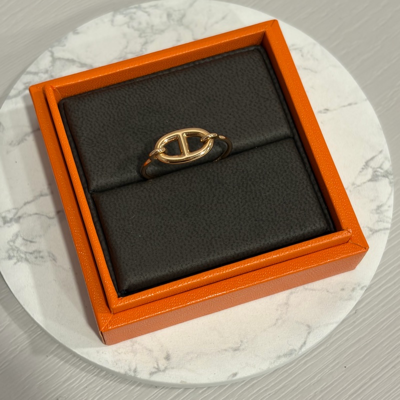 Hermes 愛馬仕玫瑰金豬鼻子戒指-1