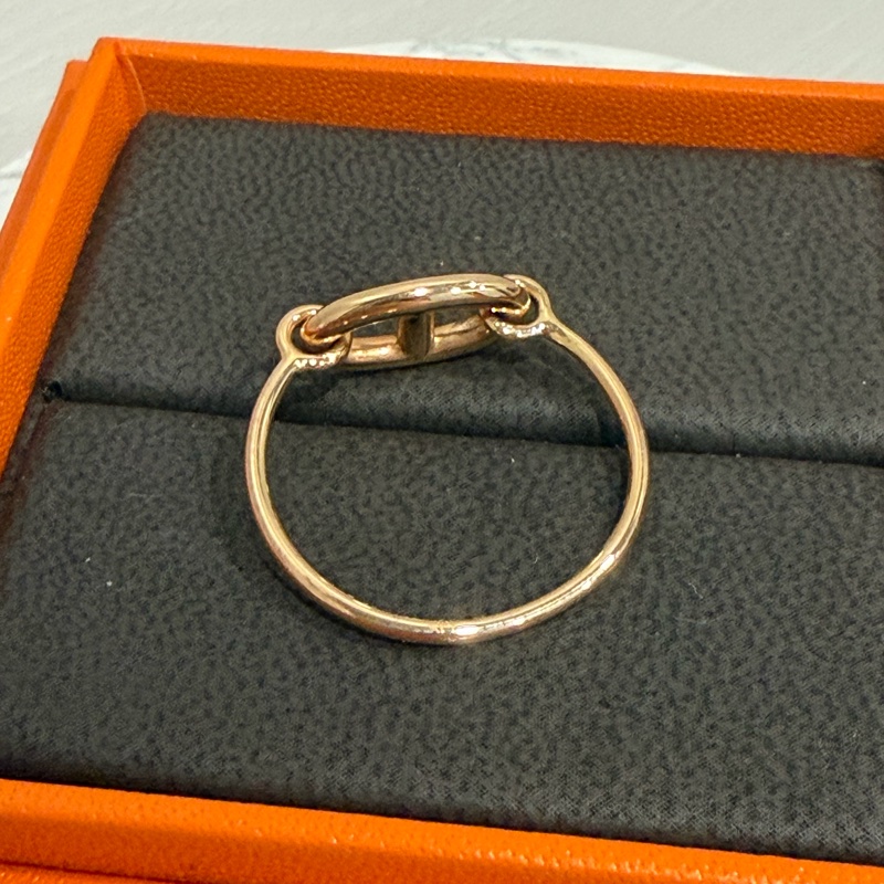 Hermes 愛馬仕玫瑰金豬鼻子戒指-2