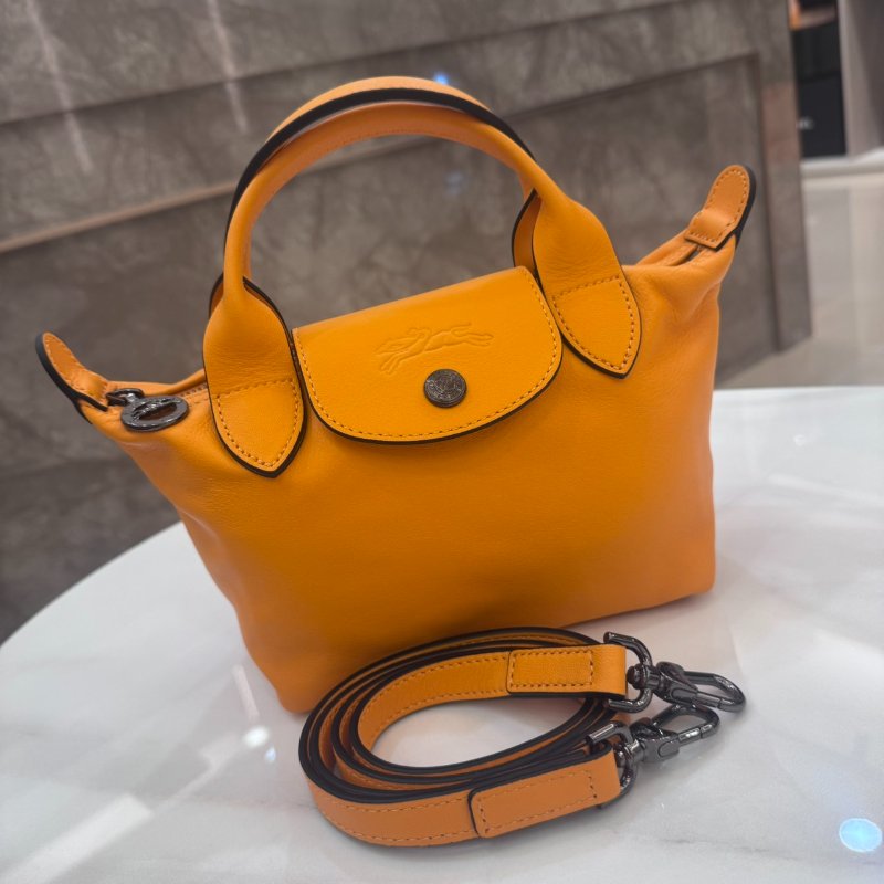 *SHIHNA名牌精品* Longchamp LE PLIAGE XTRA牛皮手提/斜背兩用水餃包(迷你/杏黃)-0