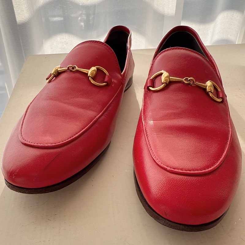 Gucci 紅色金釦樂福鞋 37號-1