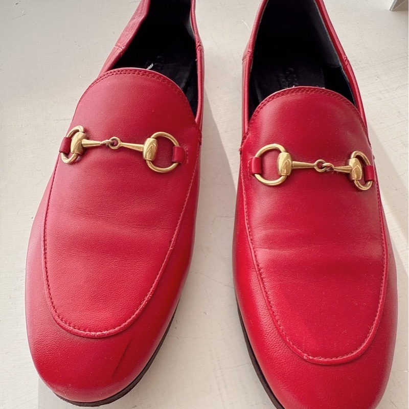 Gucci 紅色金釦樂福鞋 37號-2