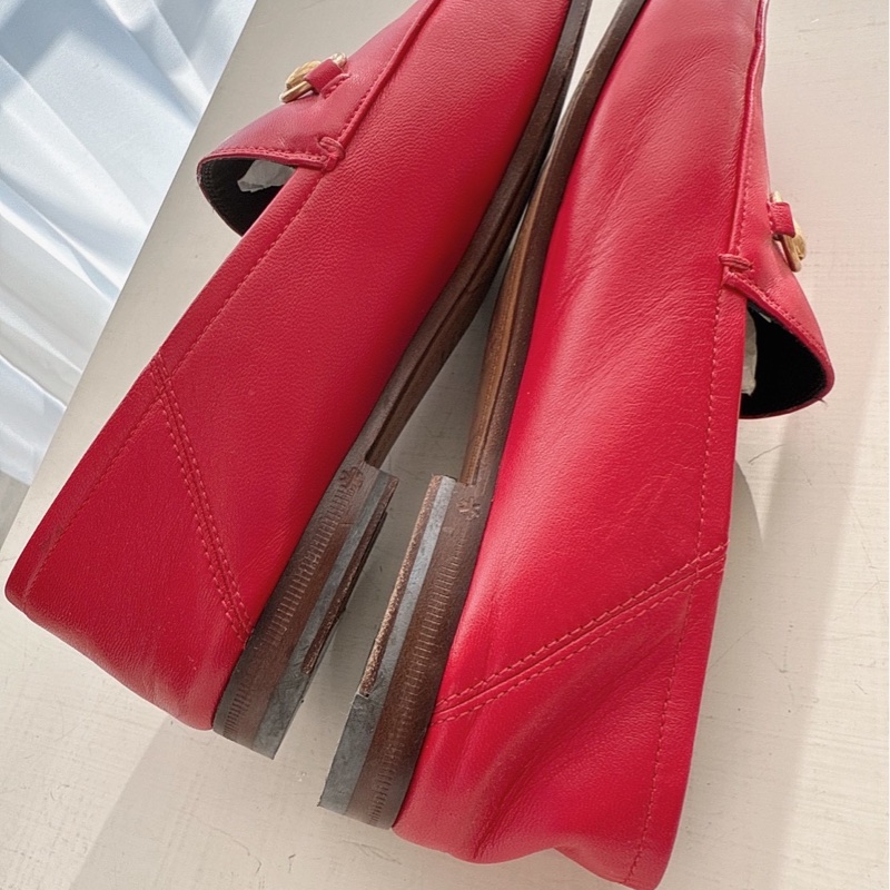 Gucci 紅色金釦樂福鞋 37號-5