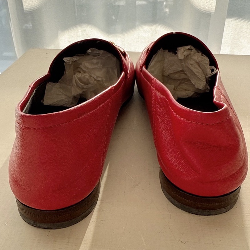 Gucci 紅色金釦樂福鞋 37號-6