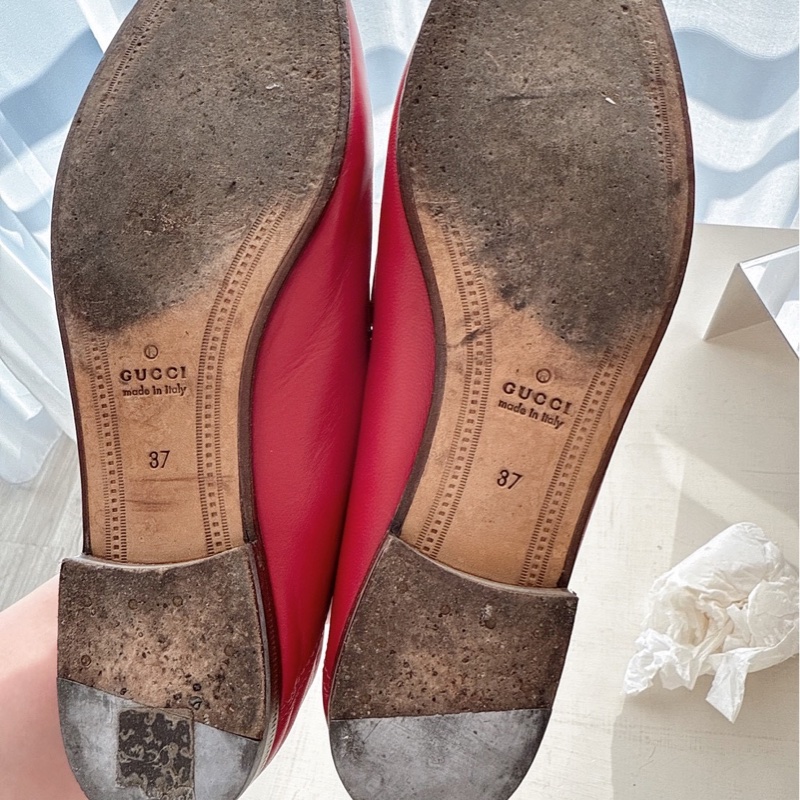 Gucci 紅色金釦樂福鞋 37號-9