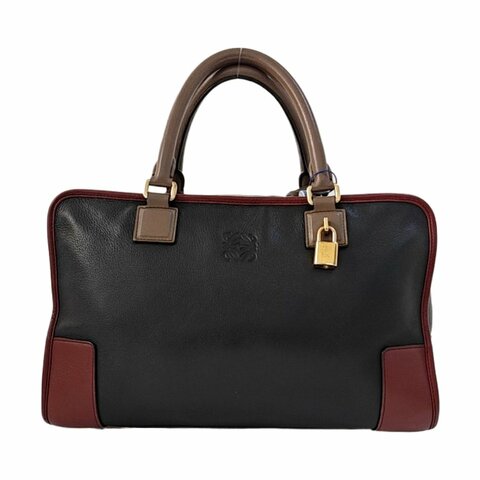 LOEWE Amazona 黑色牛皮手提包 金色五金