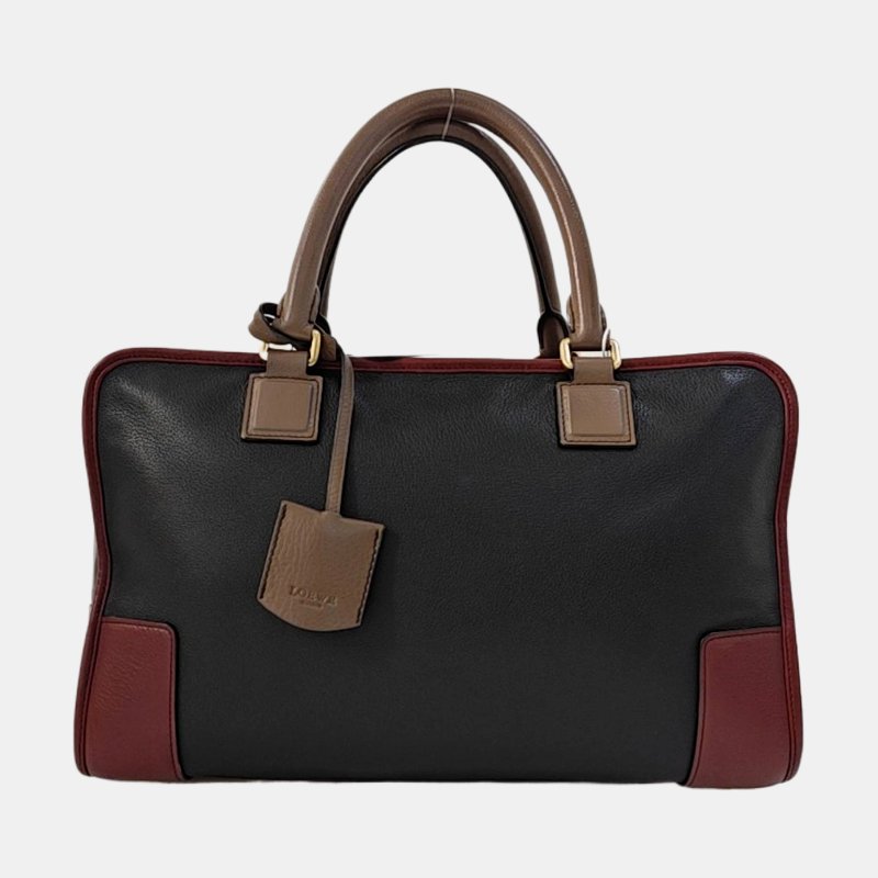 LOEWE Amazona 黑色牛皮手提包 金色五金-4
