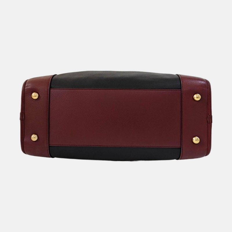 LOEWE Amazona 黑色牛皮手提包 金色五金-5