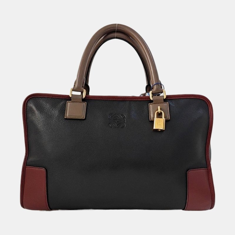 LOEWE Amazona 黑色牛皮手提包 金色五金-7