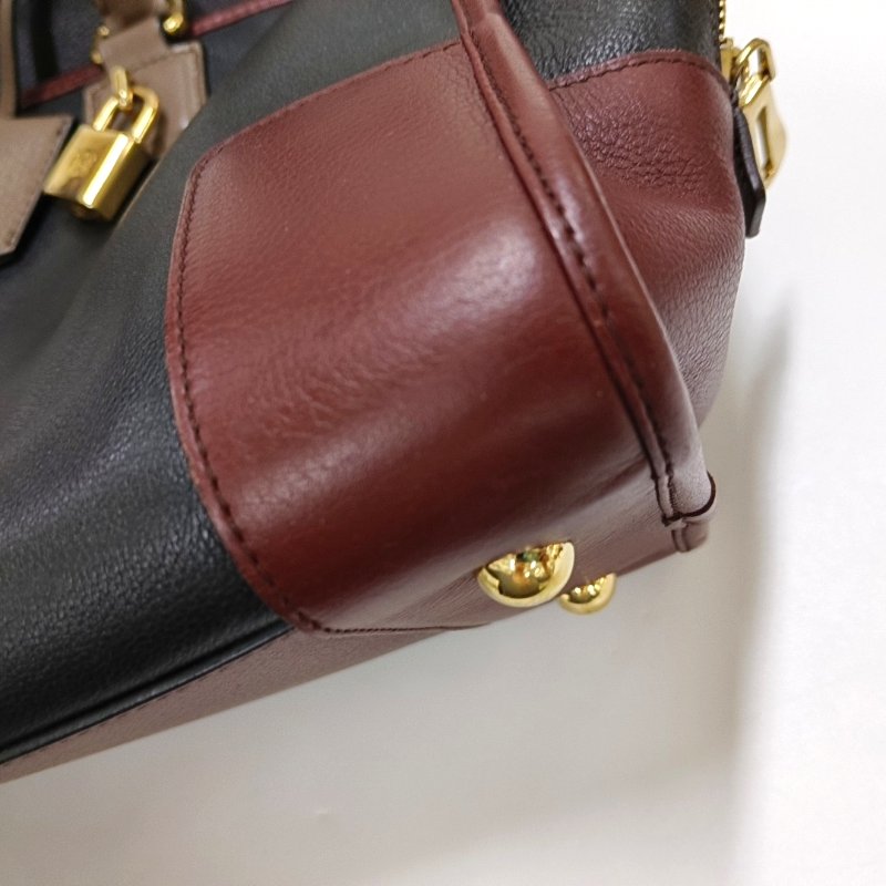 LOEWE Amazona 黑色牛皮手提包 金色五金-11