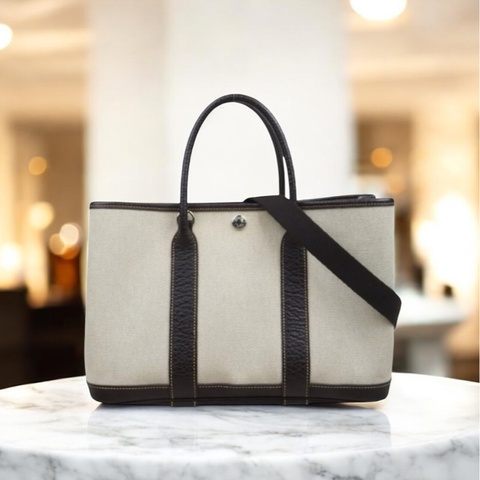 「JL精品代購」 97新 Hermes 愛馬仕 party garden 花園包附肩背帶